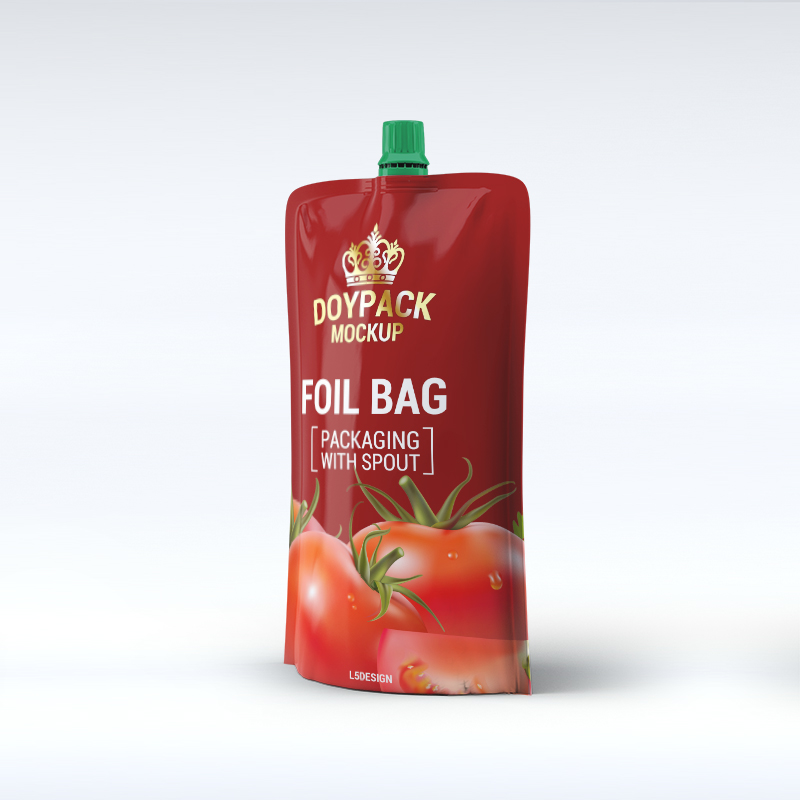 Plastic Stand Up Pouch With Spout For Ketchup/tomato Sauce Packaging